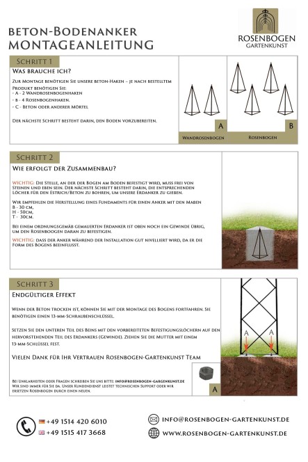 Beton-Bodenanker 40 cm Edelrost